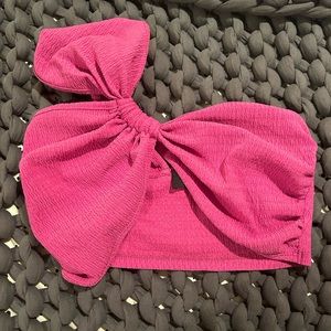 Pink asymmetrical crop top